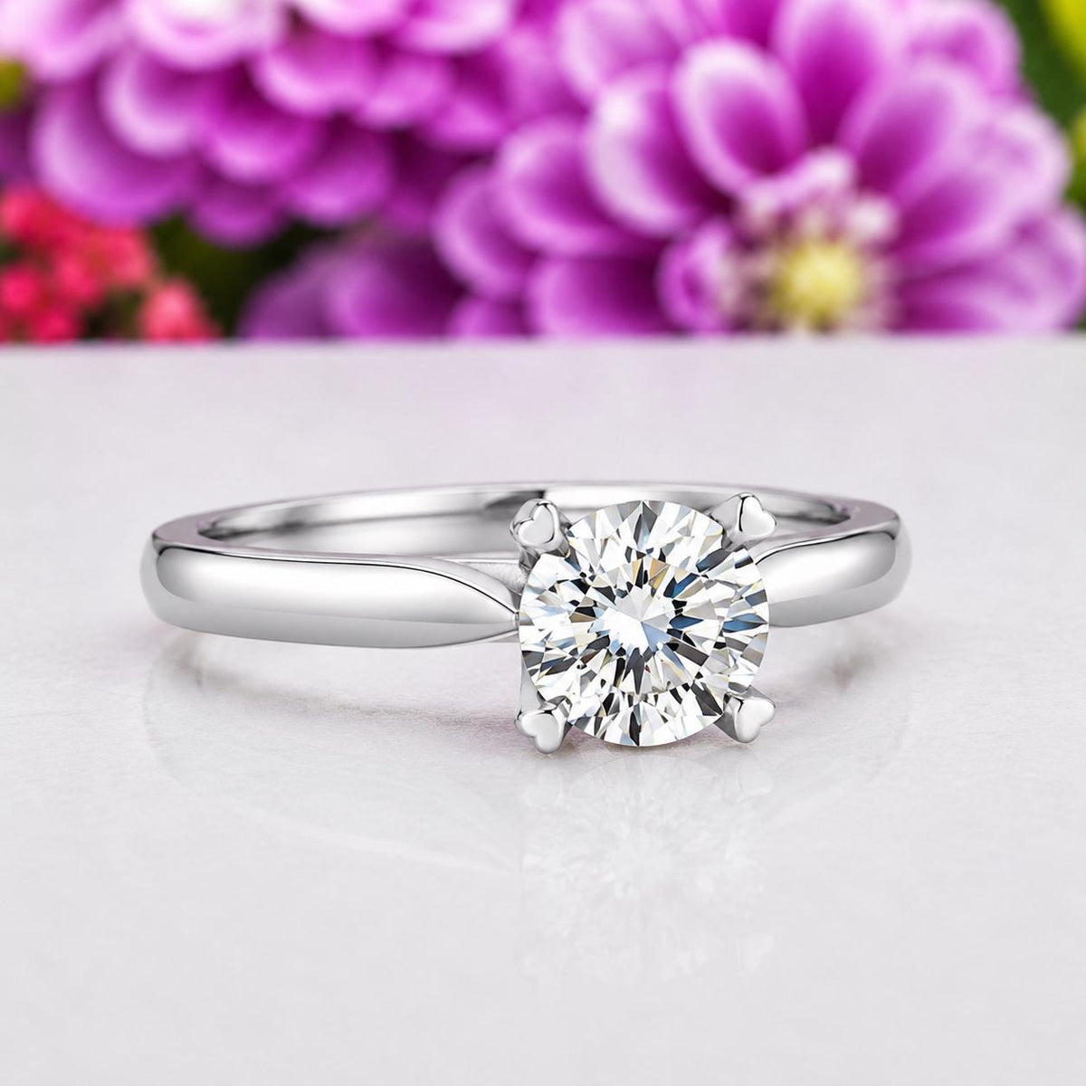 Heart Pronged 1.5 Carat Moissanite Diamond Engagement Wedding Ring : 925 Sterling Silver