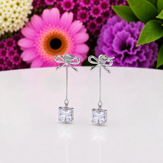 Bowknot Dangle Drop Earrings : 925 Sterling Silver