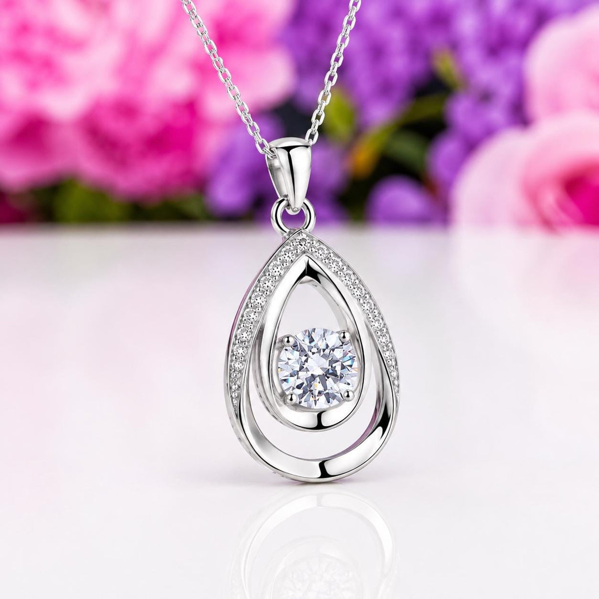 Round Cut Bridesmaid Necklace 1 Ct Moissanite : 925 Sterling Silver