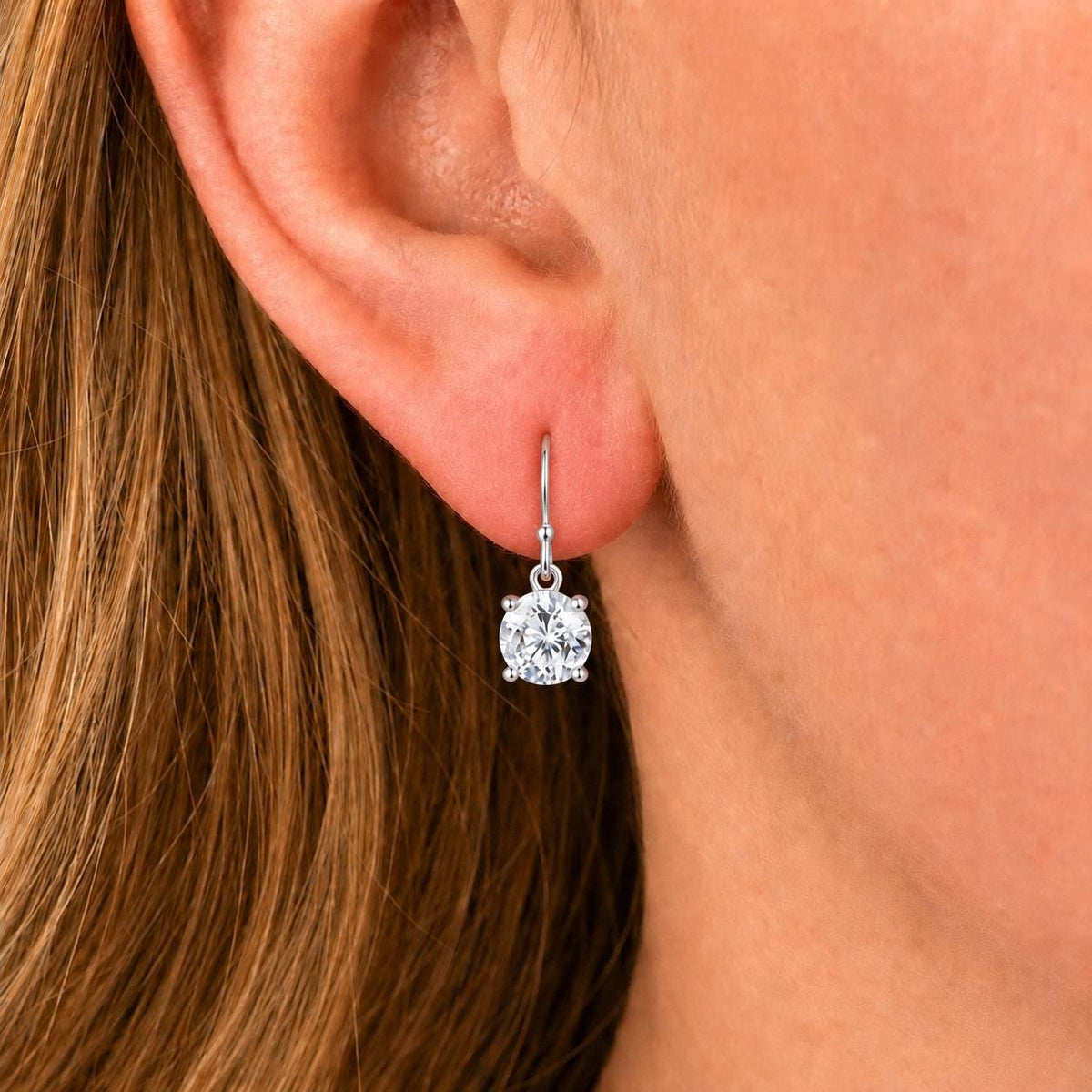 Hook Moissanite Diamond 1 Carat Dangle Drop Earrings : 925 Sterling Silver