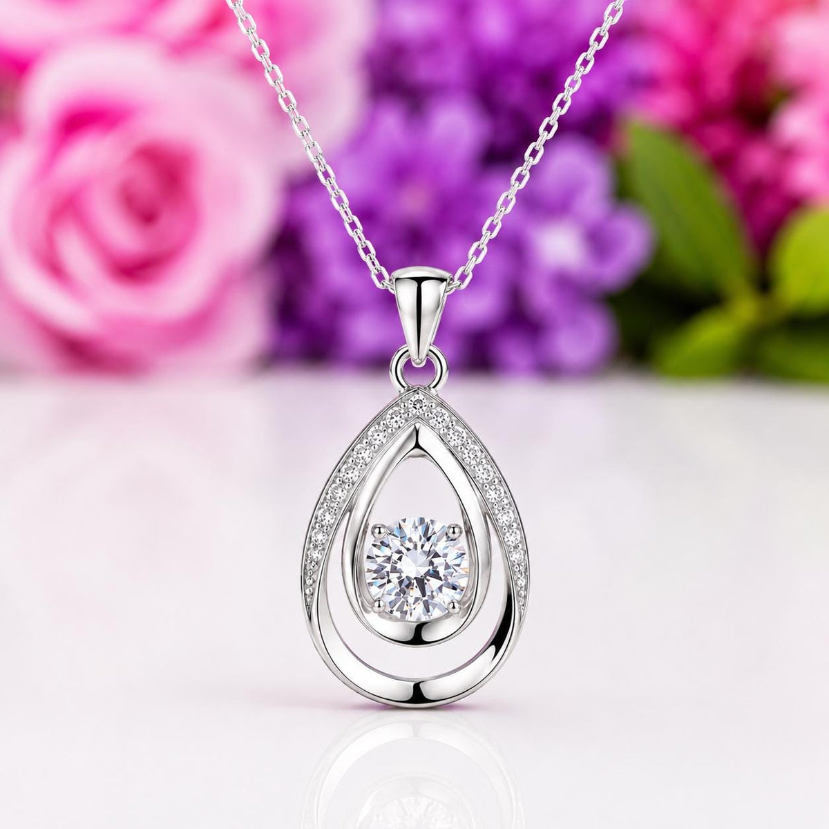 Round Cut Bridesmaid Necklace 1 Ct Moissanite : 925 Sterling Silver