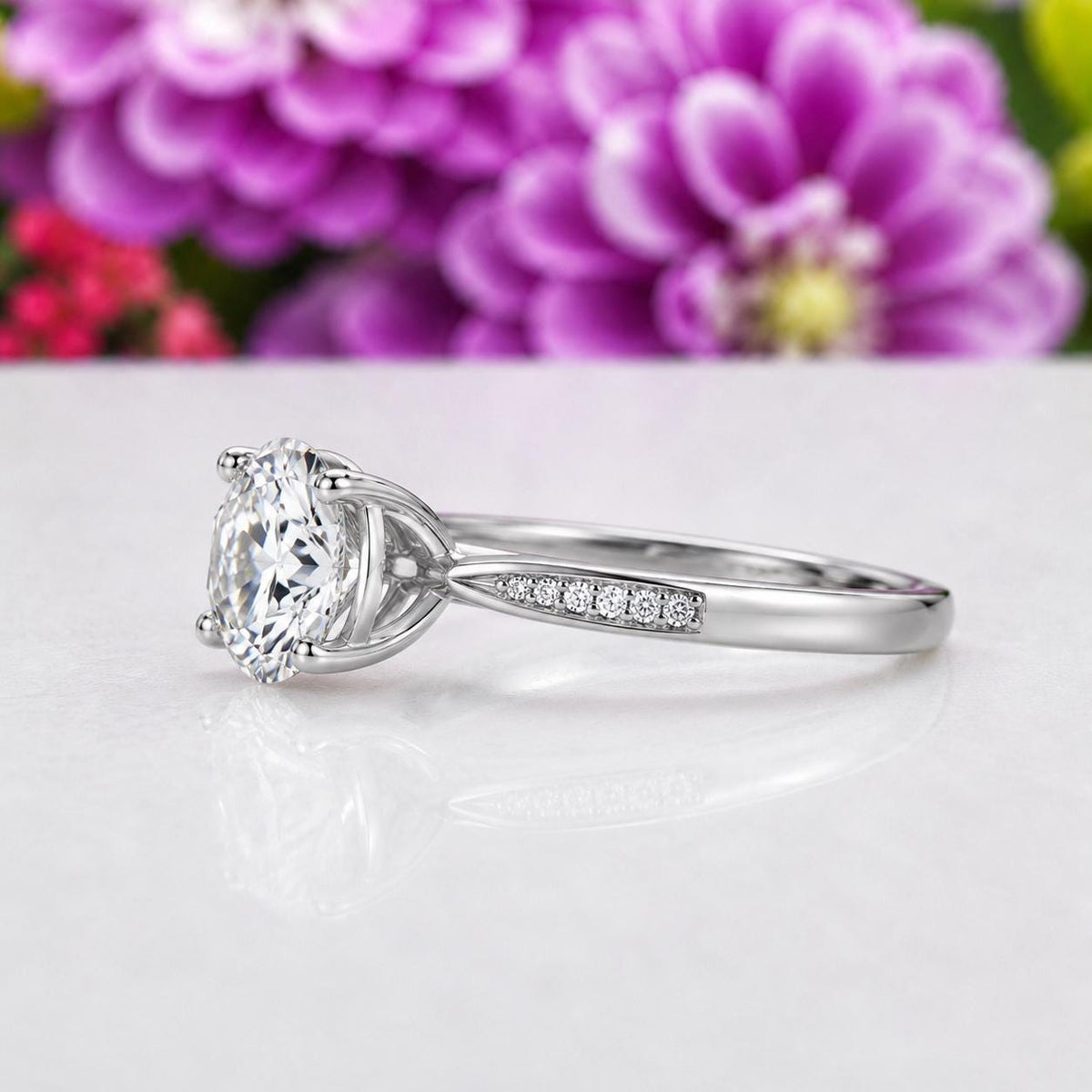 Round Cut 3 Carat Moissanite Diamond Engagement Wedding Ring : 925 Sterling Silver
