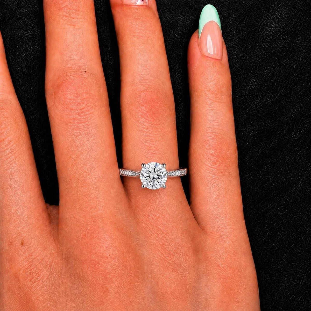 Round Cut 3 Carat Moissanite Diamond Engagement Wedding Ring : 925 Sterling Silver