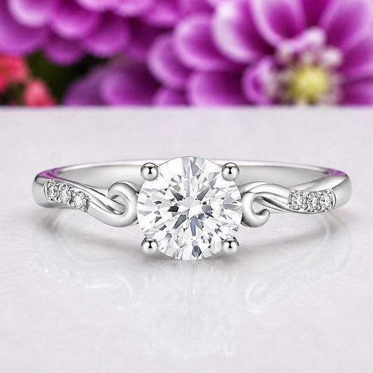 Vintage Style 2 Carat Moissanite Diamond Engagement Ring : 925 Sterling Silver